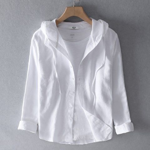 Lässig Herren Langarm-Leinenshirt mit Kapuze von berg-feldt
