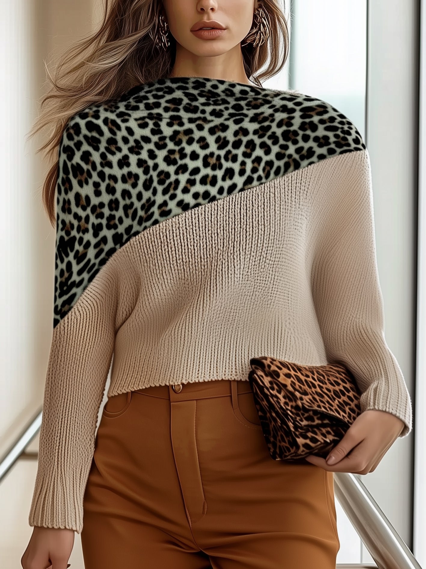 Berg-Feldt | Leopardmusterter Strickpullover Modern und Schick Einzigartiges Design