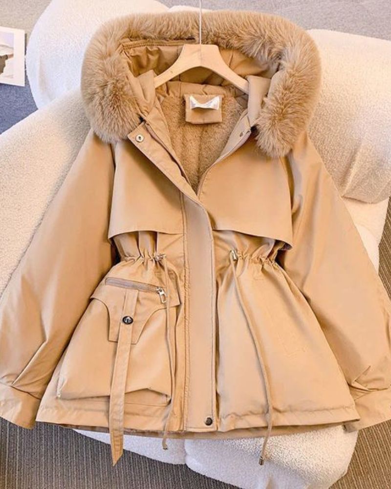 Berg-Feldt | Eleganter Brévine Mantel mit Faux-Fur-Kragen