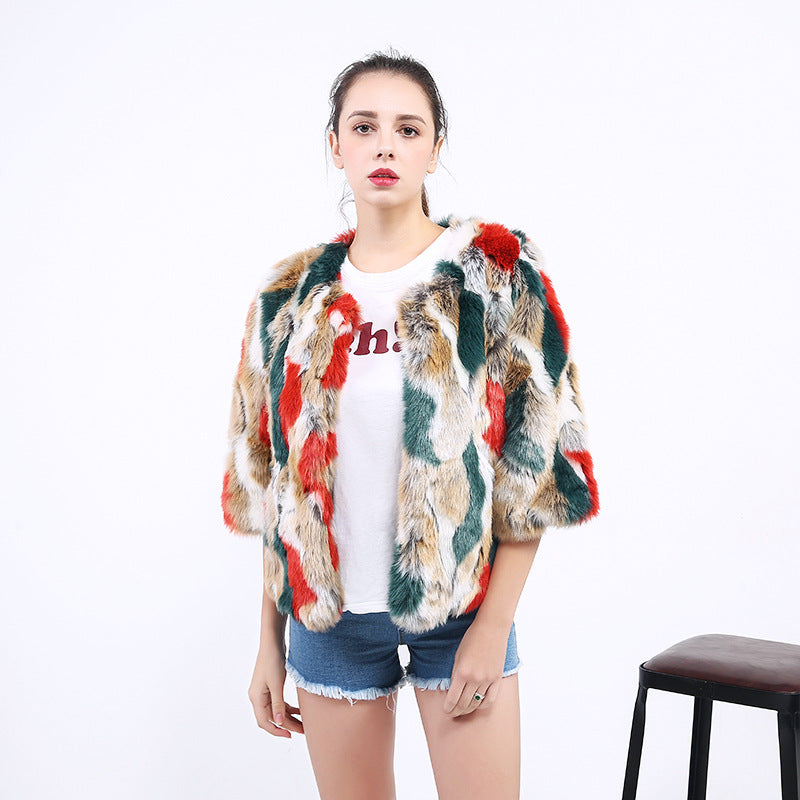 Veste en fausse fourrure moelleuse pour femme avec motif vif et manches larges Berg-Feldt