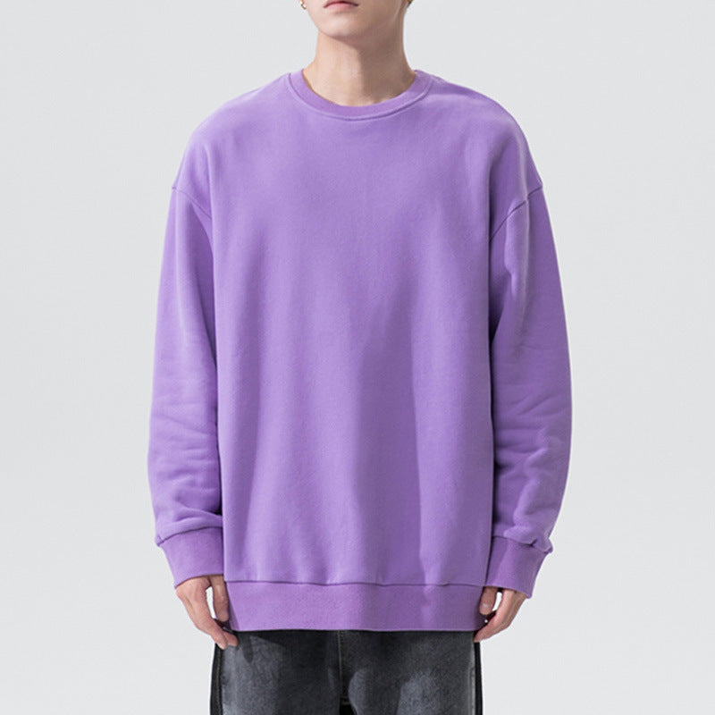 Sweat à capuche en velours ample Fudus pour couple, couleur unie, col rond
