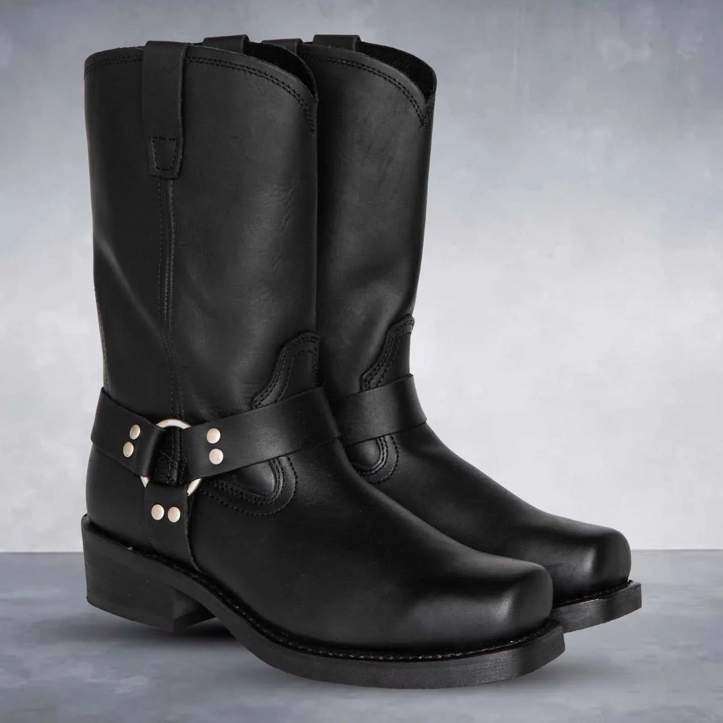 Berg-Feldt | Bottes de cowboy – Style western en cuir – Mi-mollet – À enfiler – Lanière