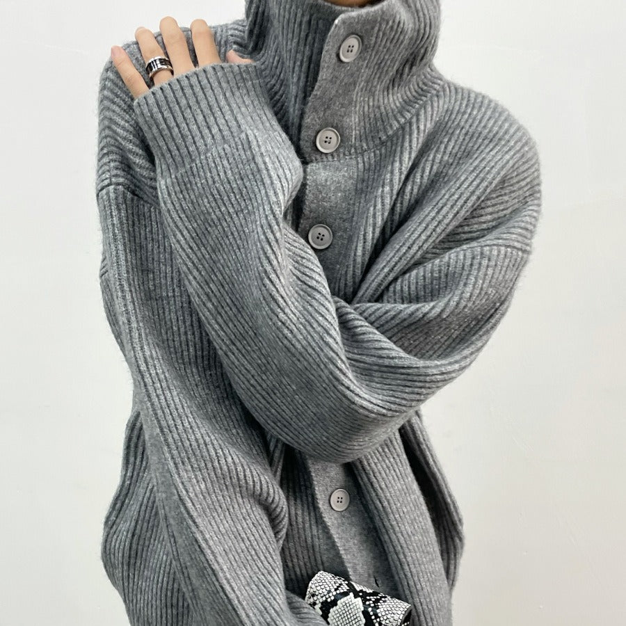 Berg-Feldt | Rippstrick-cardigan mit Knöpfen Weich und Warm Lässige Eleganz