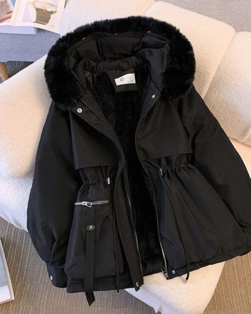 Berg-Feldt | Eleganter Brévine Mantel mit Faux-Fur-Kragen