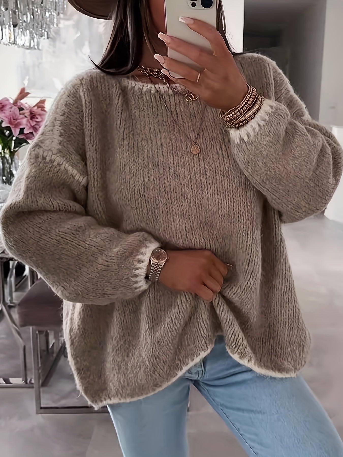 Berg-Feldt | Lockere Strickpullover Weich und Gemütlich Einzigartige Häkel-details