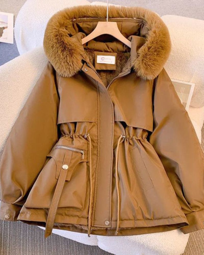 Berg-Feldt | Eleganter Brévine Mantel mit Faux-Fur-Kragen