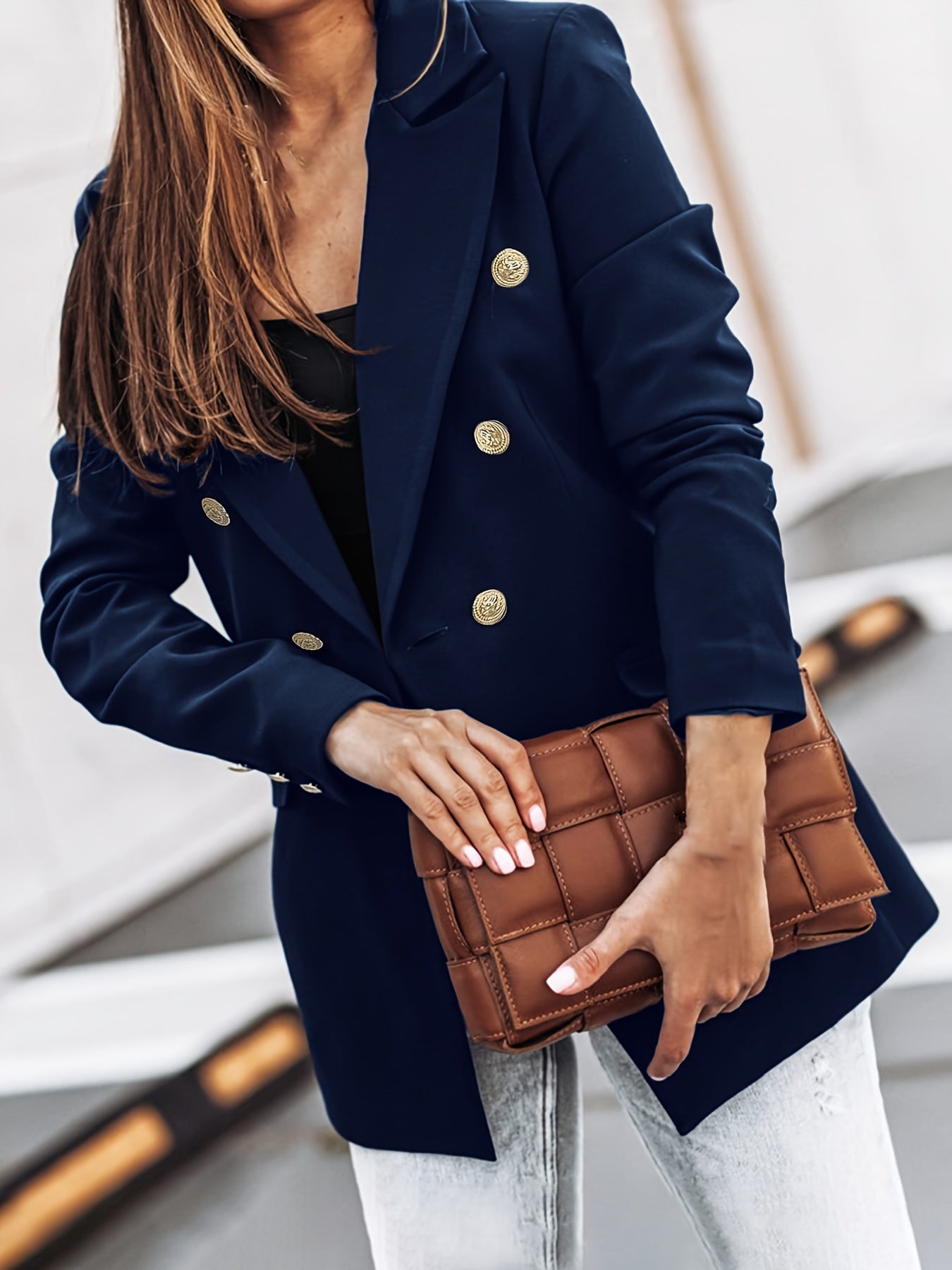 Berg-Feldt | Lange Elegante Damenblazer Mit Doppelter Knopfleiste