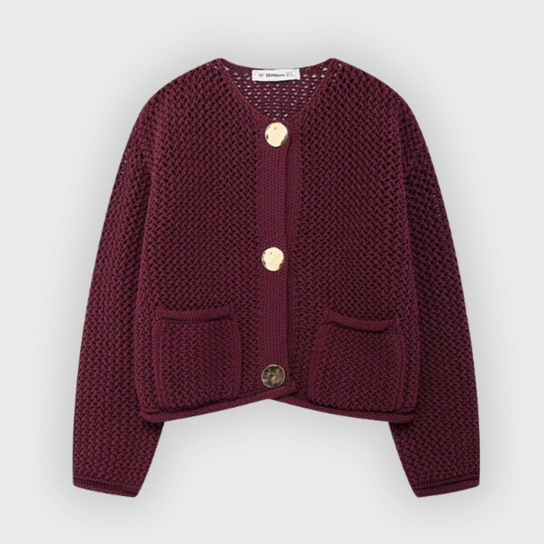 Berg-Feldt | Mesh Strick Strickjacke mit Fronttaschen
