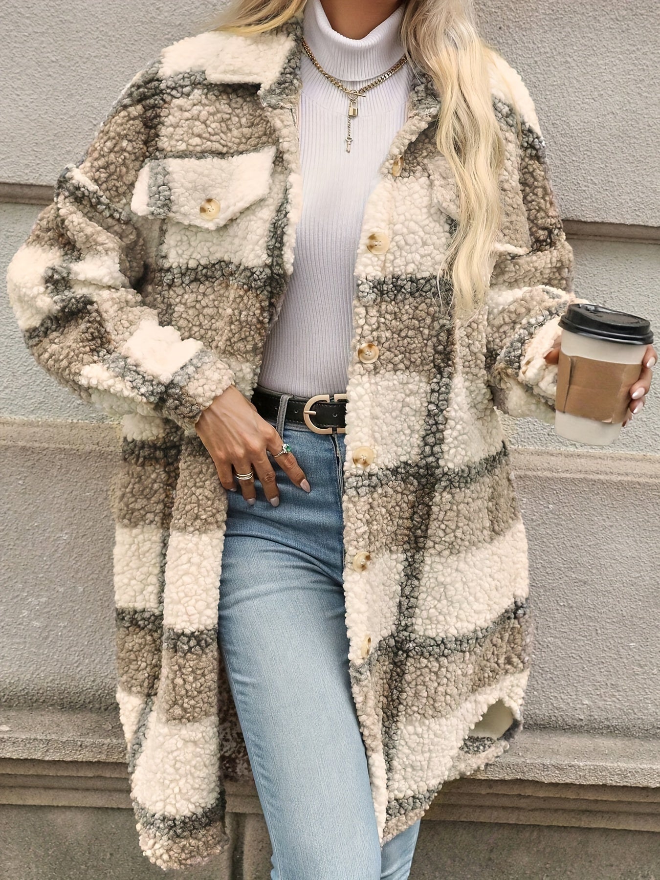 Berg-Feldt | Langarmige Jacke Aus Teddyfleece Acryl Warm und Trendy
