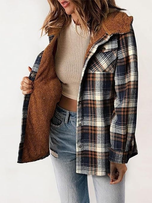 Berg-Feldt | Plaid Jacke Langarm Schnalle Wolle mit Kapuze