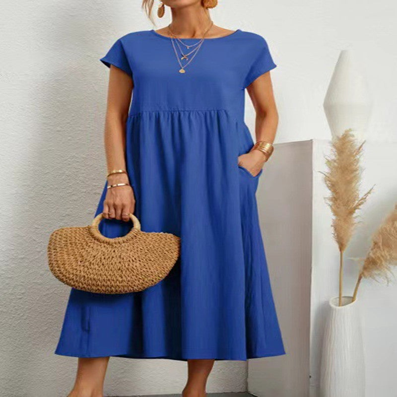 Robe sans manches en coton et lin Fudus, avec poches