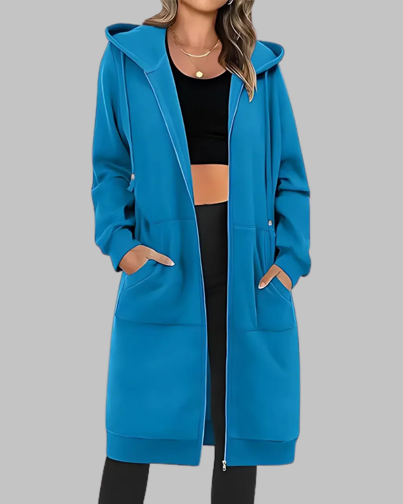 Berg-Feldt | Lässige Zip-Up Übergroße Lange Jacke