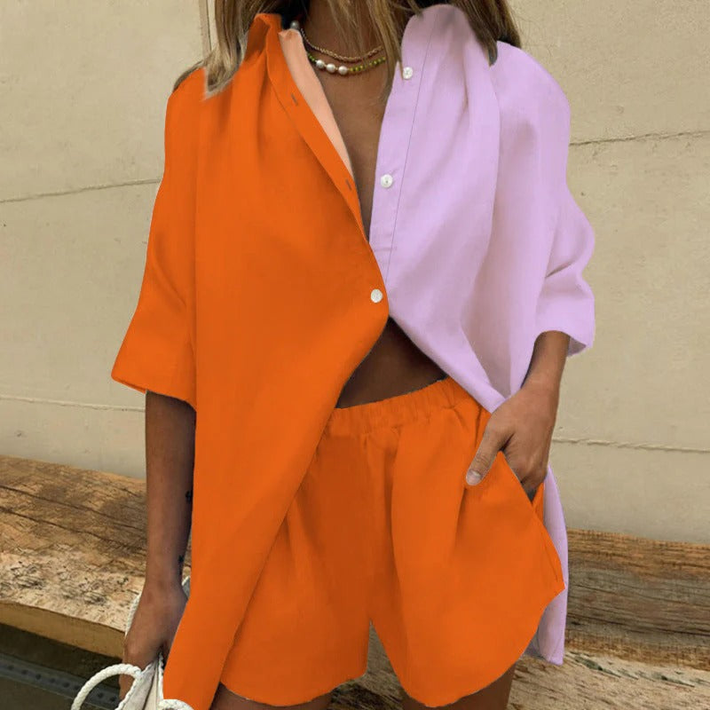 Ensemble de plage d'été pour femmes : short et blouse Dalina