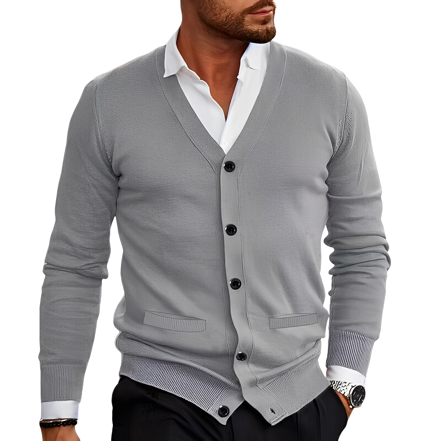 Berg-Feldt | Lässiger Baumwollcardigan mit Knöpfen für Herren