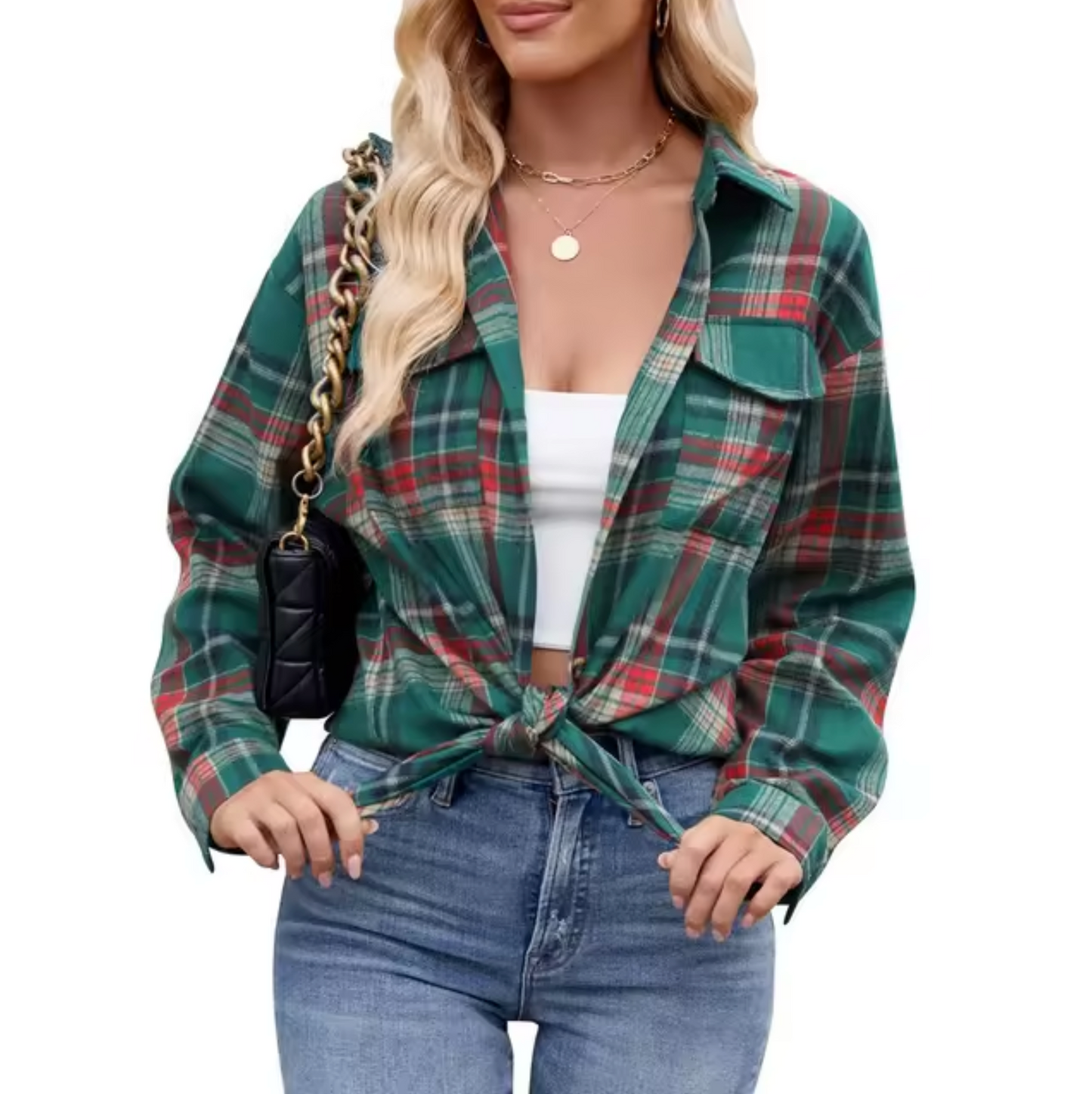 – Chemise à carreaux à manches longues