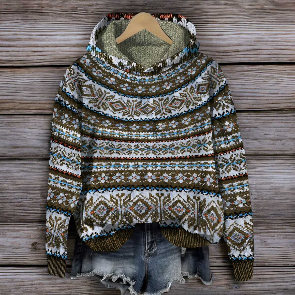 Berg-Feldt | Isländischer Gestrickter Kapuzenpullover für Den Winter
