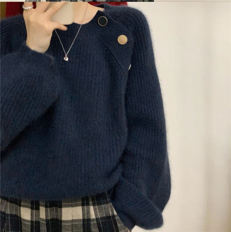 Berg-Feldt | Strickpullover mit Dekorativen Knöpfen Weich und Elegant Einzigartiges Design
