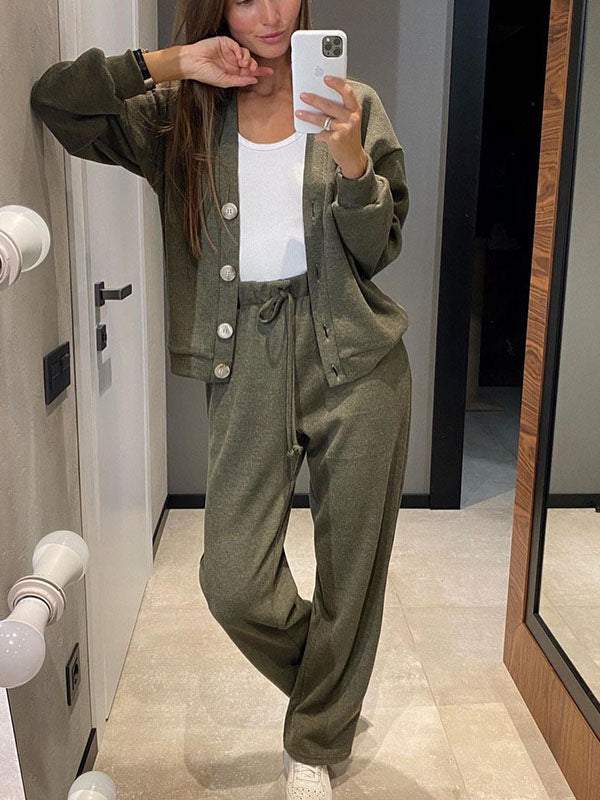 Berg-Feldt | lässiges V-Ausschnitt Pullover- und Hose-Set