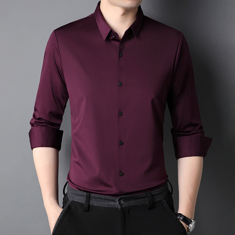 Fudus Chemise décontractée à manches longues micro-élastiques