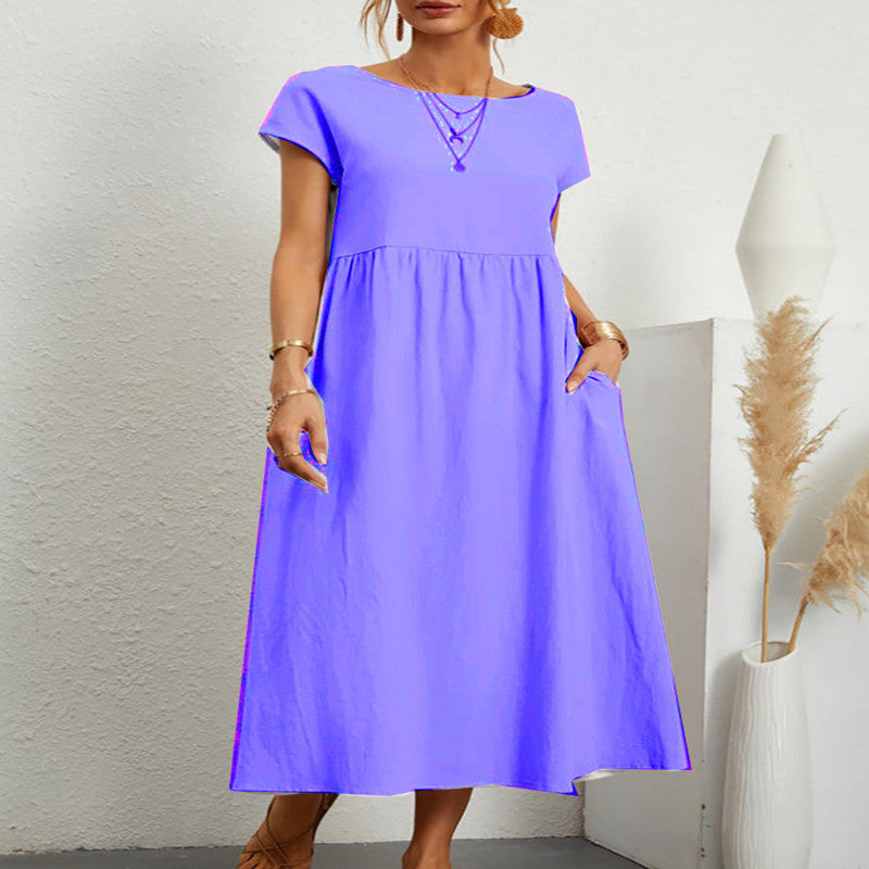 Robe sans manches en coton et lin Fudus, avec poches