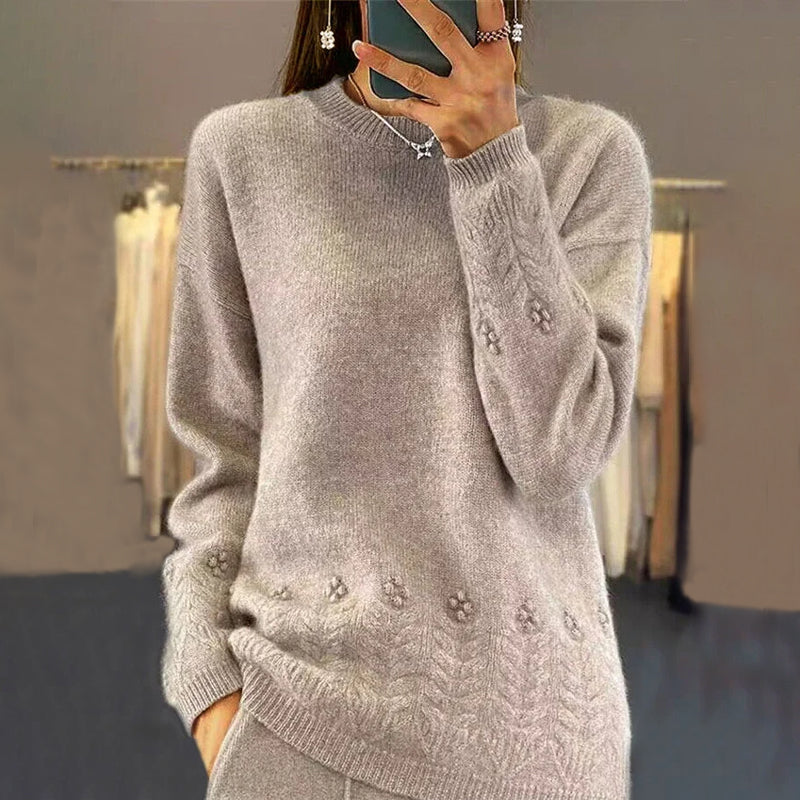 Berg-Feldt | Strickbluse mit Musterdetails Wolle Komfortabel und Elegant