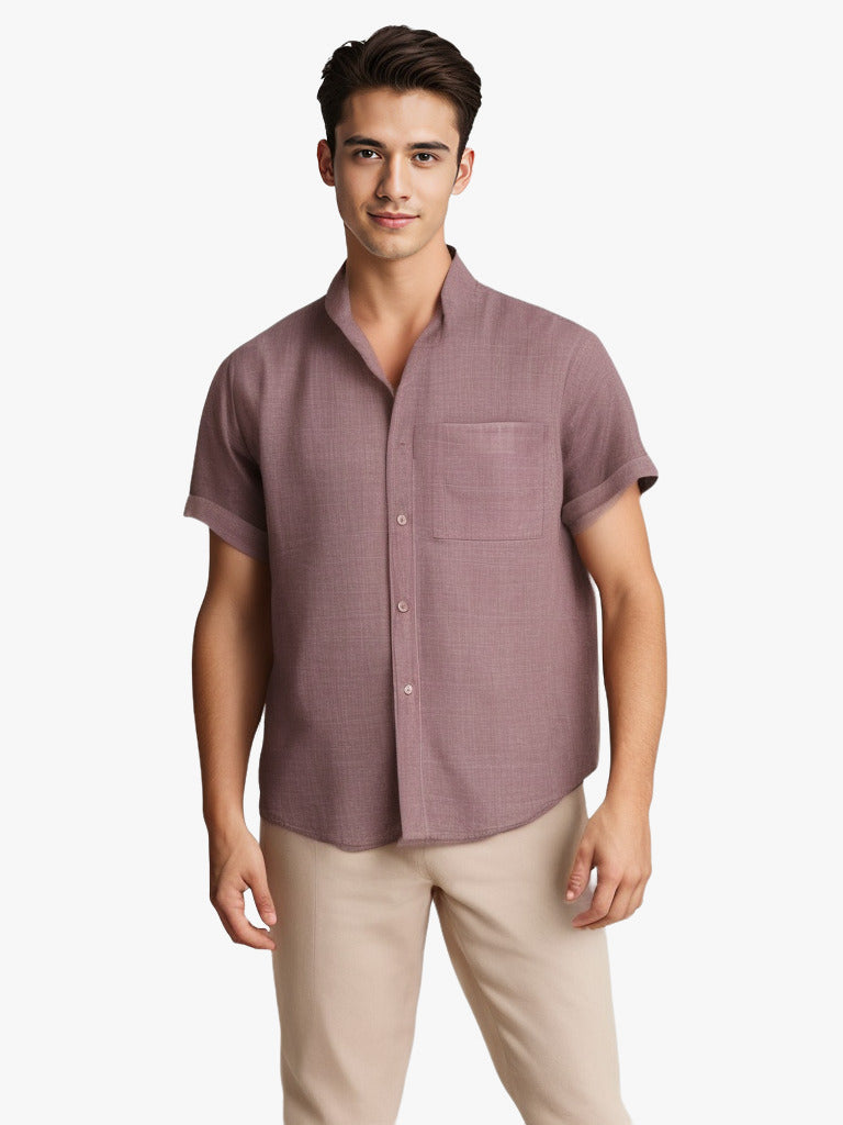 Chemise en coton et lin respirant de Fudus à manches courtes
