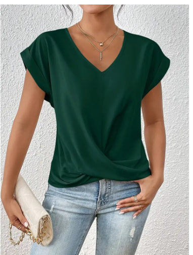 T-shirt femme Fudus à nœud asymétrique pour l'été