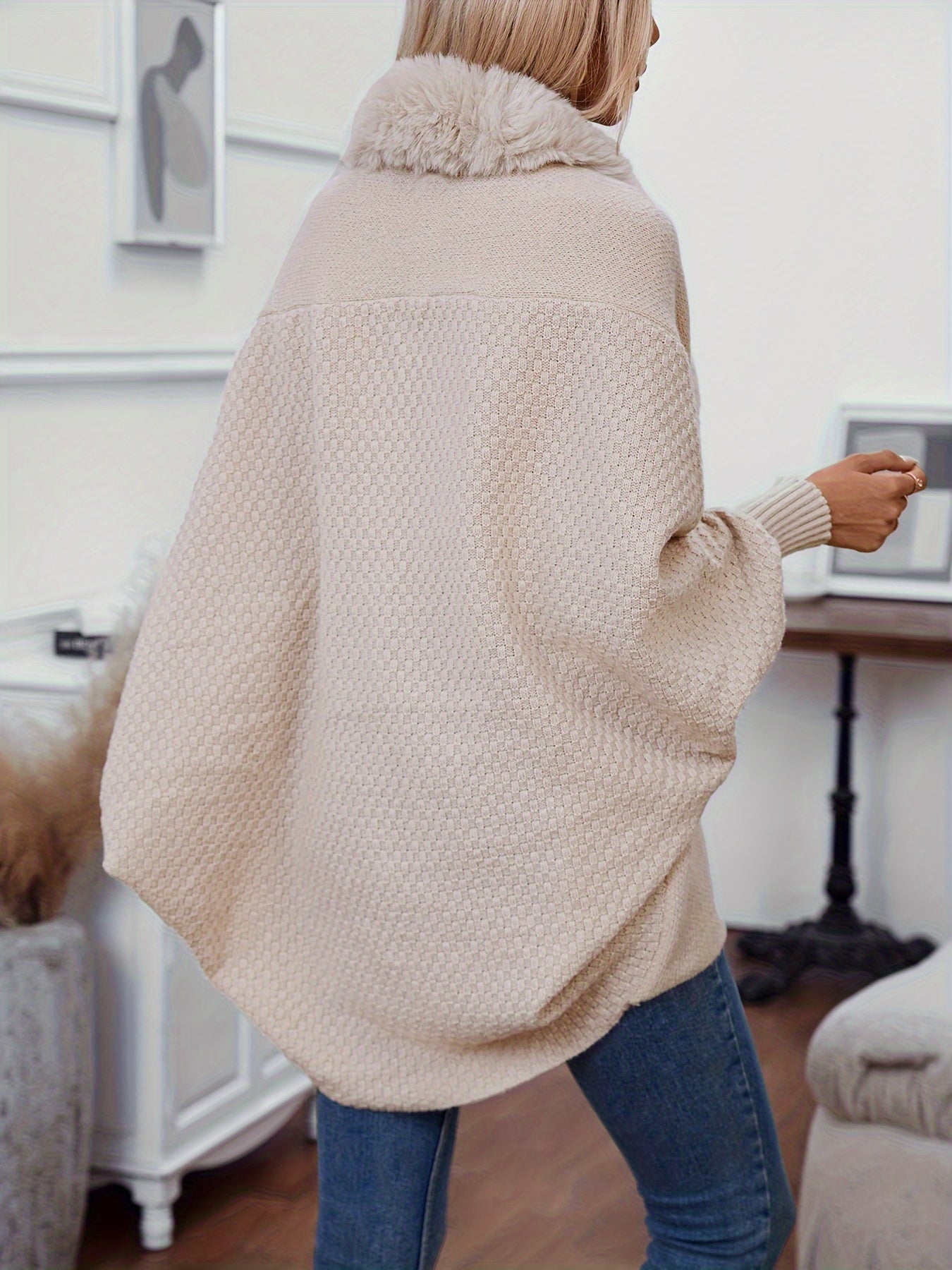 Berg-Feldt | Faux Fur Cardigan mit Schal Kragen Akryl Warm und Elegant