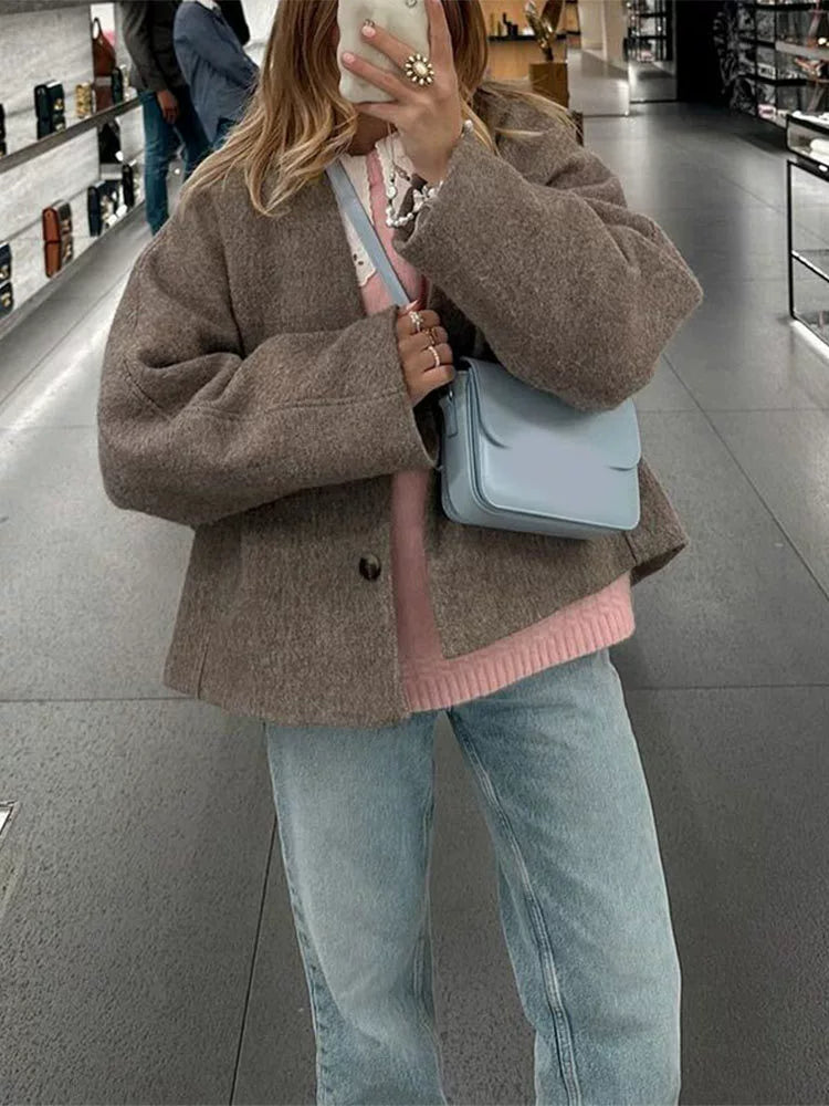Berg-Feldt | Manteau femme en V à l'aspect laine