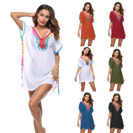 Women's Vibrant Pom-Pom Trimmed Cover-Up Tunic by berg-feldt
 - berg-feldt