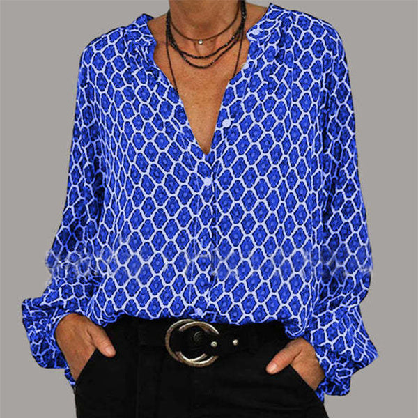T-shirt ample à col en V avec motif losanges de Fudus