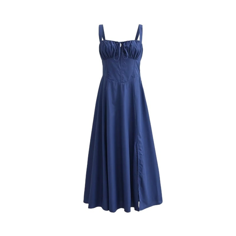 Robe d'été Fudus : robe au-dessus du genou, coupe ajustée avec dos décolleté