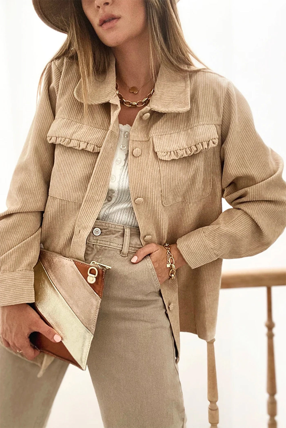 Berg-Feldt | Veste chemise en Cordura avec détails à volants Mélange de coton Élégante et moderne