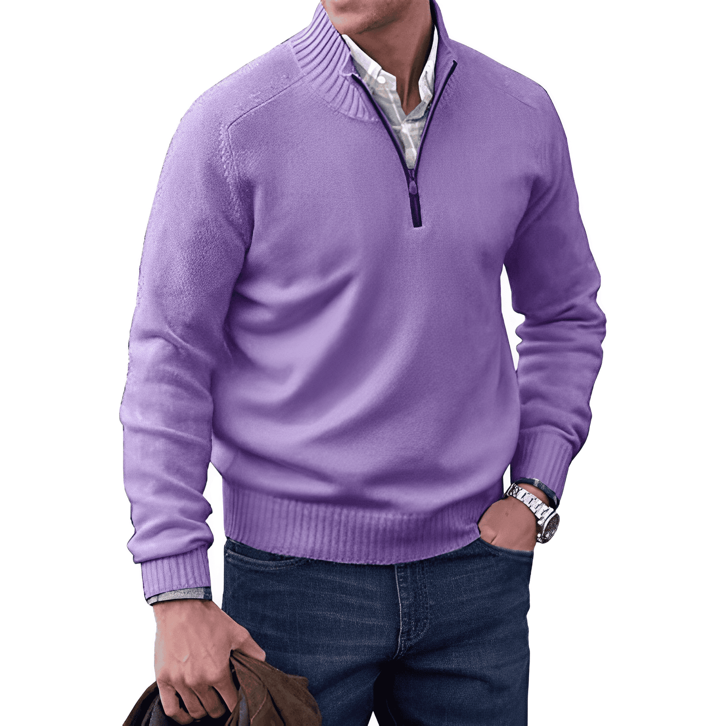 Pull homme avec fermeture éclair 1/4
