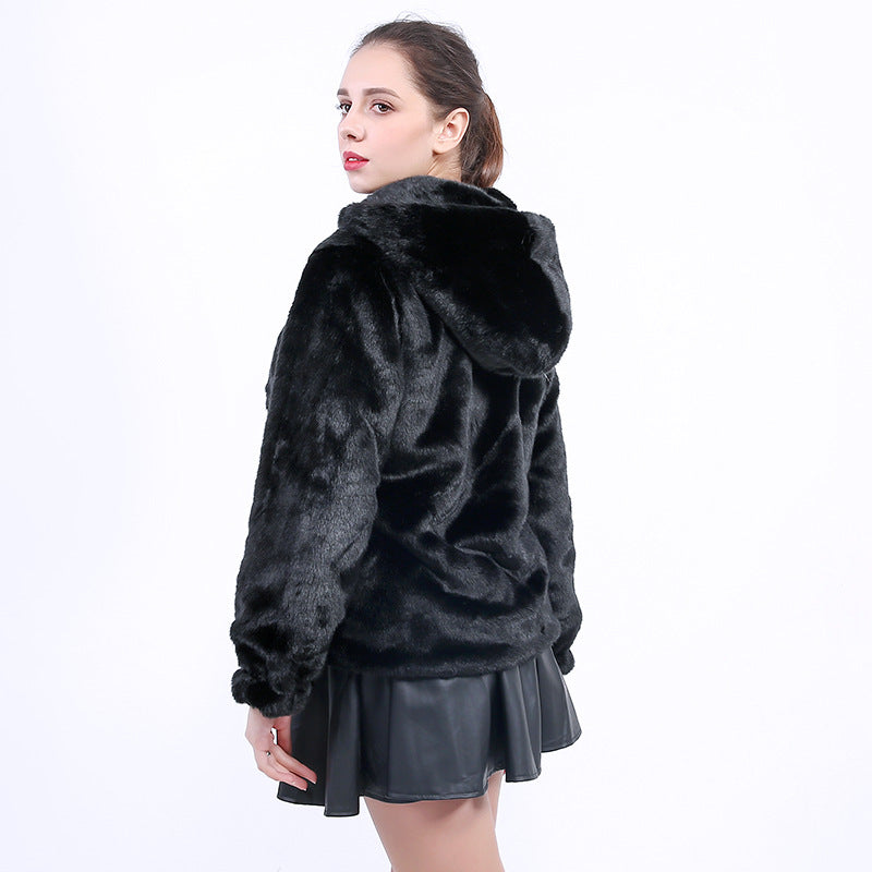 Veste à capuche en fausse fourrure duveteuse pour femme Berg-Feldt