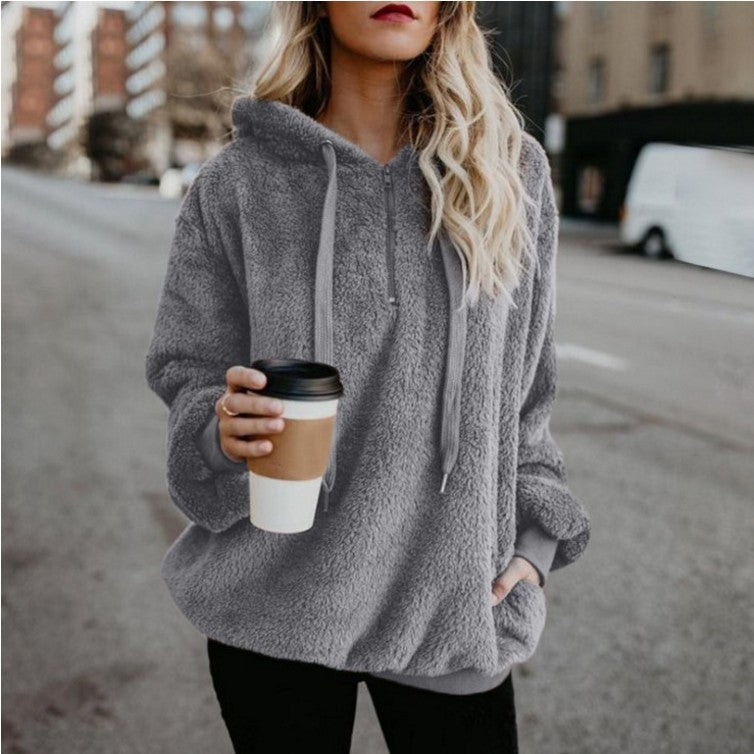 Damen Fleece-Sweatshirt mit Kapuze von Fudus