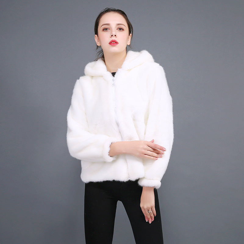 Veste à capuche en fausse fourrure duveteuse pour femme Berg-Feldt