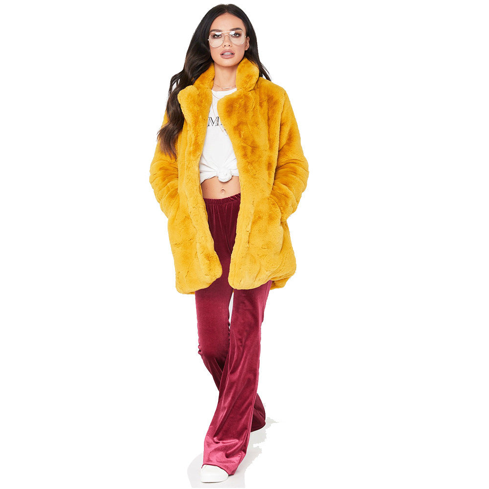 Damen Veste longue duveteuse en fausse fourrure avec capuche Berg-Feldt