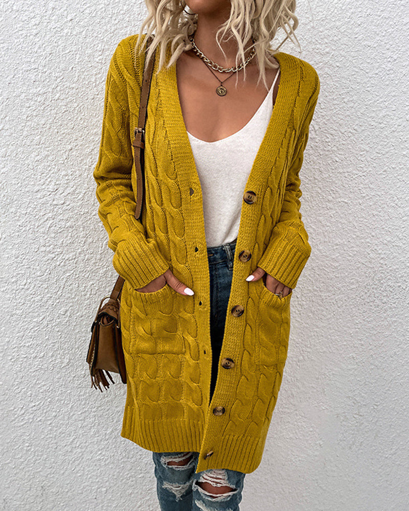 Berg-Feldt | Langärmelige Strickjacke In Einer Unifarbenen Farbe