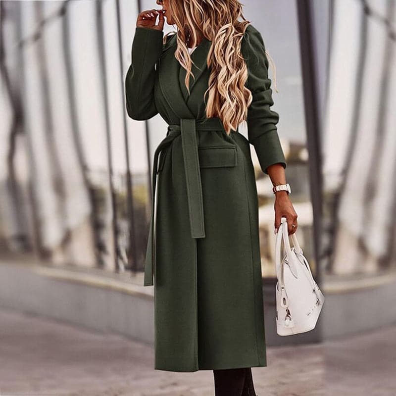 Berg-Feldt | Trenchcoat - Langer Eleganter Schnitt - Taillengürtel - Klassische Breite Revers
