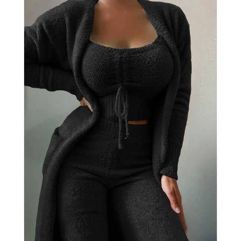 Pyjama pour femme Carlotta : Confortable pyjama 3 pièces en polaire et coton
