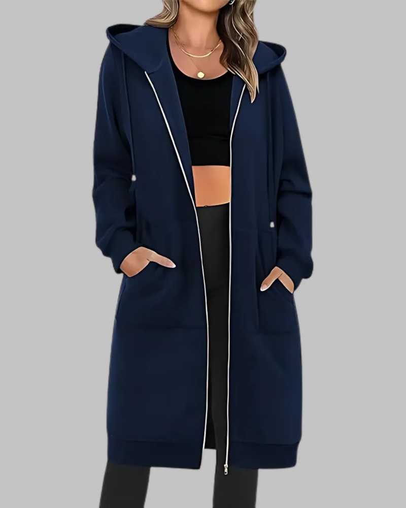 Berg-Feldt | Lässige Zip-Up Übergroße Lange Jacke