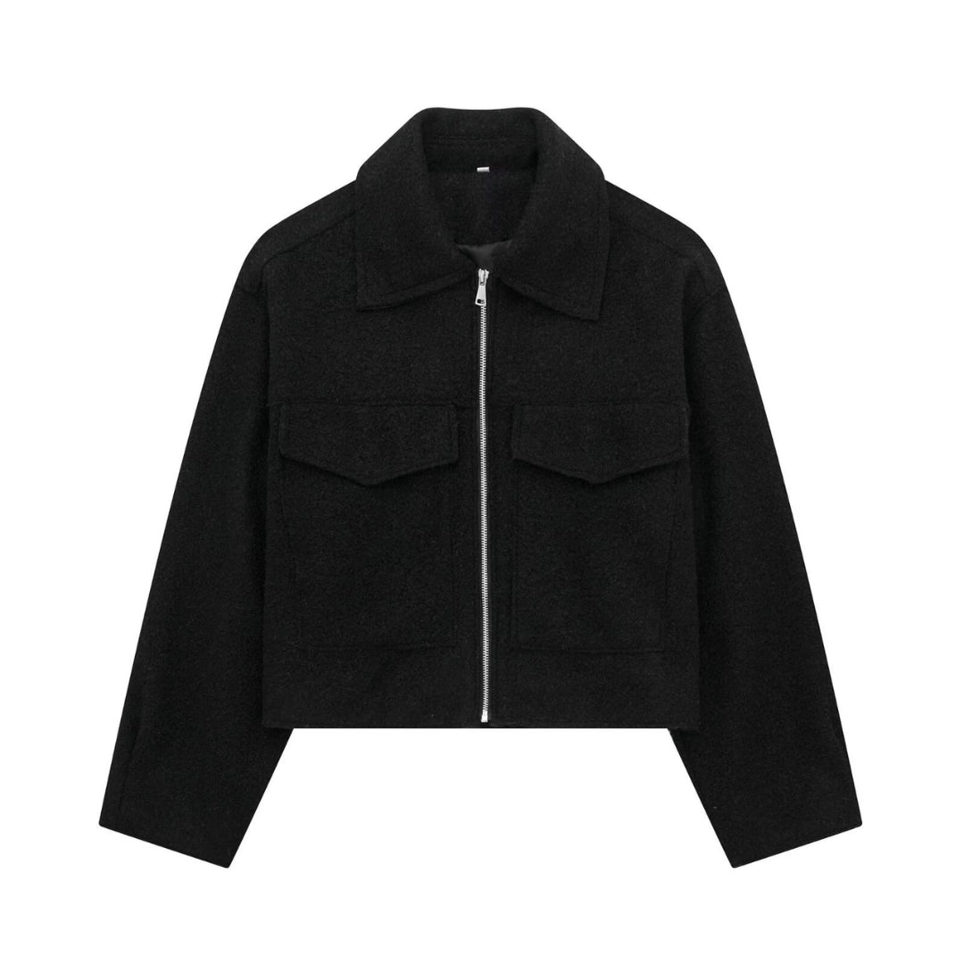 Berg-Feldt | Kurze Wolljacke Scharfer Kragen Strukturiert und Warm