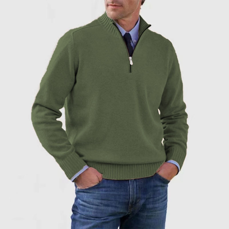 Berg-Feldt | Herrenpullover Mit Halbem Reißverschluss