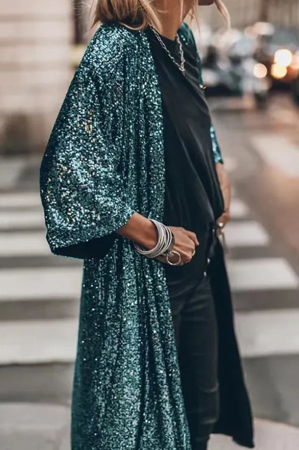 Berg-Feldt | Glamour Kimono aus Pailletten mit Schlüsselloch