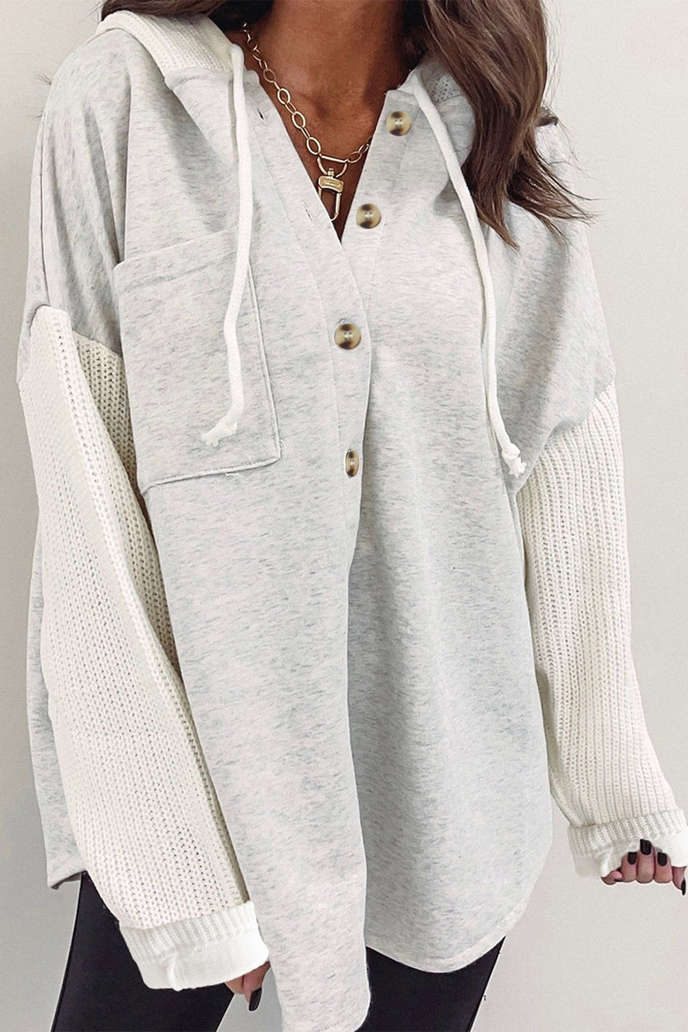 Berg-Feldt | Langärmelige Bluse mit Kapuze und Knöpfen Baumwollmischung Komfort und Stil