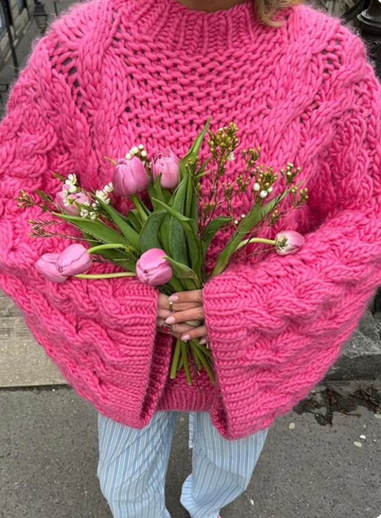 Berg-Feldt | Grobstrick übergroßer Pullover mit hohem Kragen