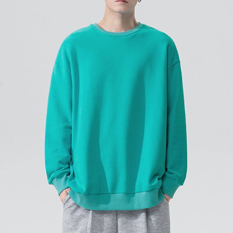 Sweat à capuche en velours ample Fudus pour couple, couleur unie, col rond