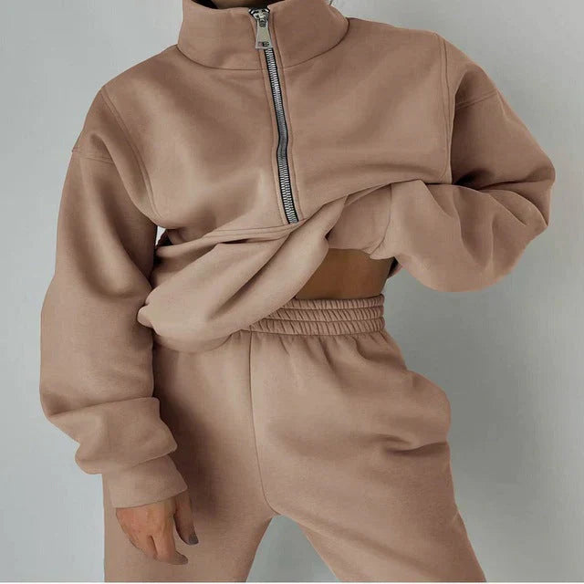 Berg-Feldt | Sweatshirt - Damen Herbst Halb-Zip Trainingsanzug Set
