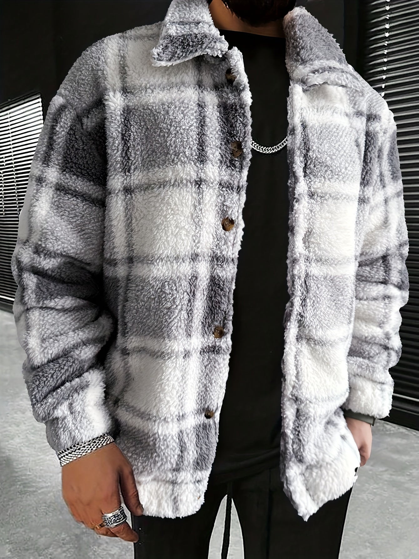 Berg-Feldt | Flanelljacke mit Karomuster und Knopfverschluss Polyesterfleece Warm und Modern